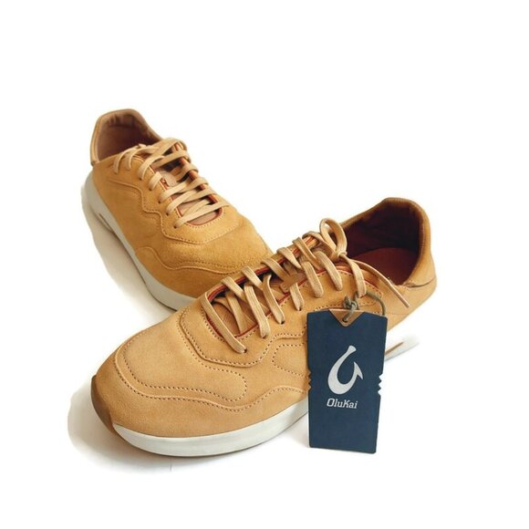 Olukai KOHEO Mens Size 10 Suede Leather Casual Lace Up Sneakers Golden Sand - Picture 4 of 9
